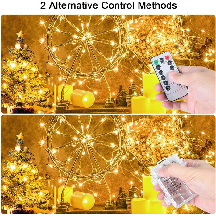 Світлодіодні казкові вогні Vicloon мідний дріт, 2 шт. и 10м 100 світлодіодних батарейних казкових вогнів з пультом дистанційного к