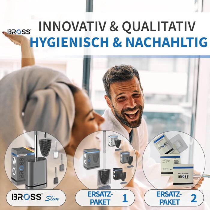 Щітка для унітазу BROSS силіконова - Запатентована щітка для унітазу - Щітка для унітазу сіра - Щітка для унітазу та тримач для ун