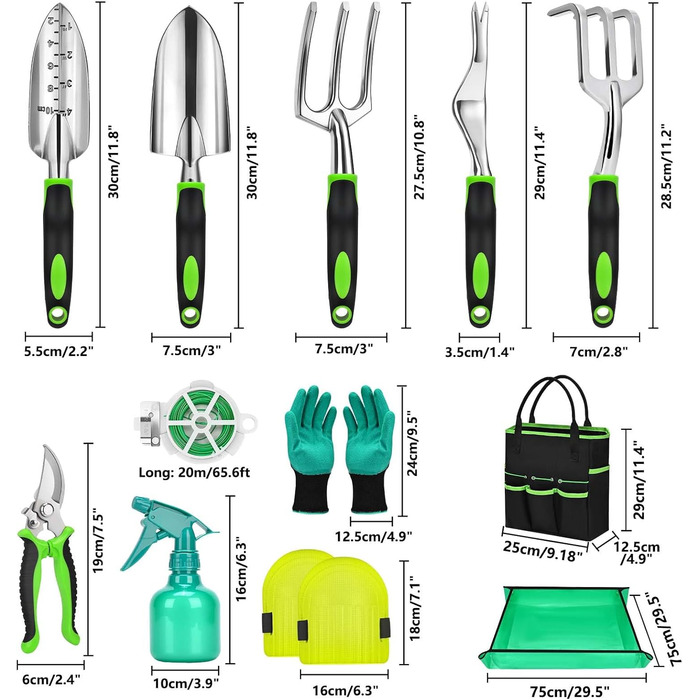 Набір садових інструментів Gartenwerkzeug, 12 предметів міцний комплект для саду з довговічною садовою лопатою, килимком для пересадки рослин, сумкою для зберігання ідеальний подарунок для жінок, чоловіків та любителів садівництва