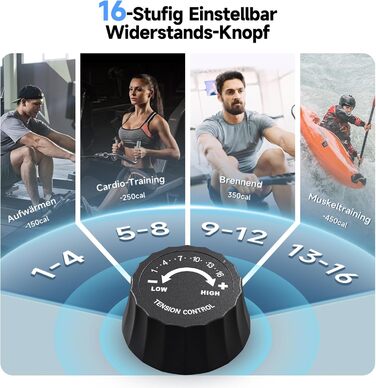 Домашній гребний тренажер YPOO, складаний, магнітний, тихий, з ексклюзивним додатком та РК-дисплеєм даних, подвійна рейкова стійка, витримує навантаження до 160 кг, легке складання