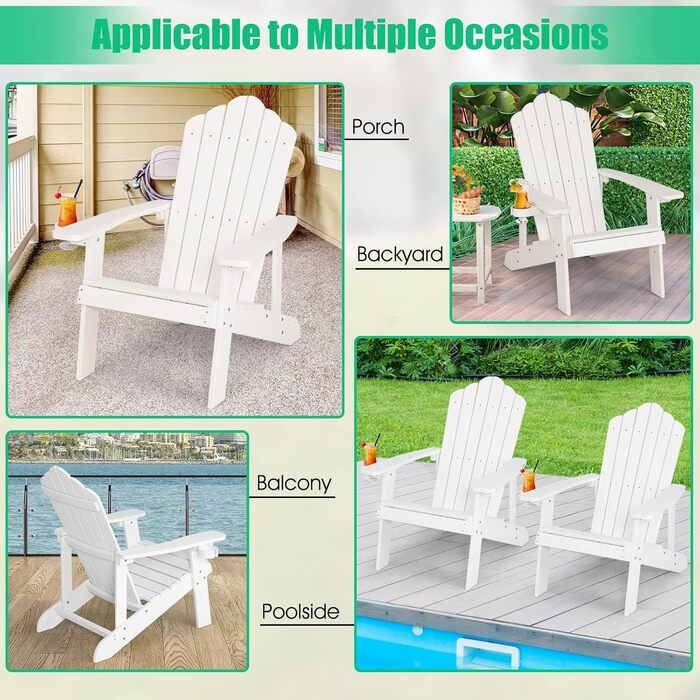 Садове крісло GOPLUS Adirondack (біле)