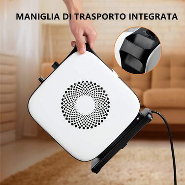 Портативний вентилятор-обігрівач Midea Nty15-19Cae, низьке енергоспоживання, керамічний нагрівальний елемент PTC, 1500 Вт, енергоефективний з регульованим термостатом, білий та чорний, 25,8 x 10,3 x 28,5 см, 3 кг, 1500 Вт білий