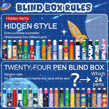 Набір гелевих ручок, що стираються - різдвяні гелеві ручки для ручок, що стираються, з термочутливим чорнилом, що стирається, різні кольори чорнила, 0,7 мм (24 ручки, що стираються, у сліпому полі)