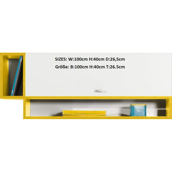 Ліжко-горище/двоярусне ліжко, композиція MOBI System 20 з письмовим столом і шафою. Комплект дитячих меблів. (білий/жовтий)