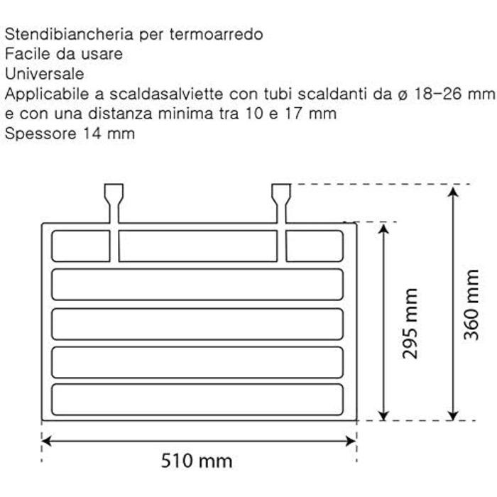 Сушарка для білизни Jumbo 2 для радіаторів у ванній кімнаті, 100 поліпропілен, довжина сушіння 3 м, 51 x 36 см, вантажопідйомність