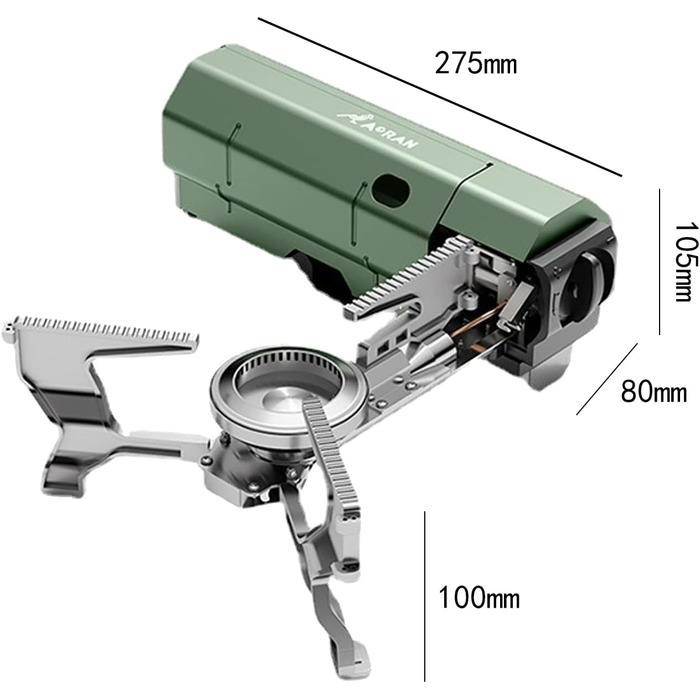 Кемпінгова плита SYFUNLV, портативна газова варильна поверхня з сумкою для перенесення, складна плита 27,5 * 10,5 см з газовим картриджем, кемпінгова плита 2,6 кВт з п'єзопідпалом, для кемпінгу, походів і вечірок (зелена)