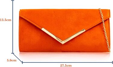 Клатч з замші, однотонний, для нареченої, випускного, весілля, вечора, вечірки, помаранчевий