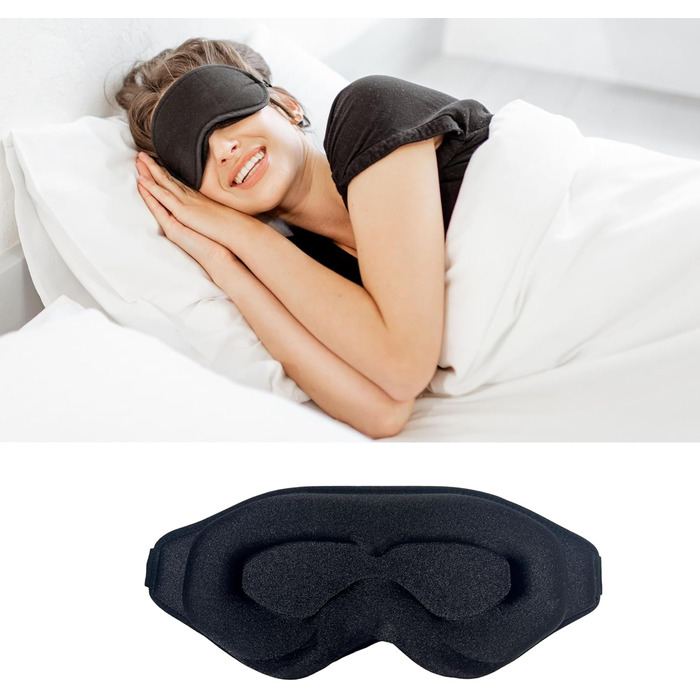 Маска для сну AJUVENATE 3D для чоловіків та жінок, 100 затемнення, відсутність тиску на очі, дихаючий матеріал, зручна пов'язка дл