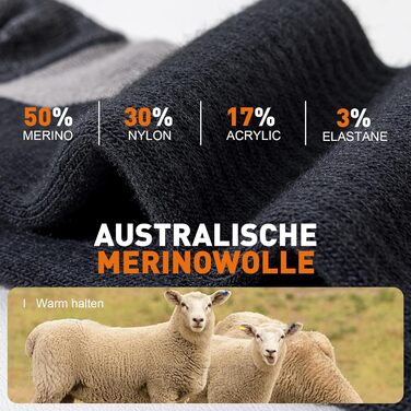 Шкарпетки для походів з мериносової вовни для чоловіків та жінок, термошкарпетки для активного відпочинку, трекінгові шкарпетки, теплі зимові шкарпетки, спортивні шкарпетки, шкарпетки для бігу, дихаючі, з амортизацією та захистом від пухирів, 3 пари, розм