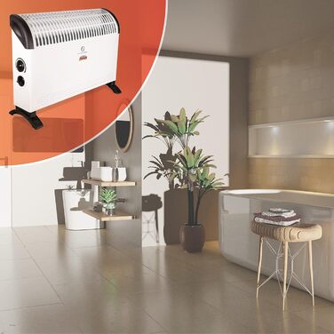 Електричний обігрівач MAUK, підключається до мережі Захист від замерзання з термостатом, 3-ступінчастий конвектор Обігрівач з ручкою для перенесення, кемпінговий обігрівач, 750/1250/2000 Вт, білий, електричний, для теплиць