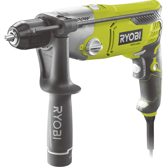 Двоступеневий ударний дриль Ryobi RPD1200K, 1200 Вт, падіння на 360 градусів, 230 В