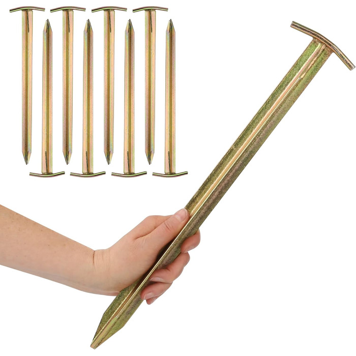 Ваш GEAR 8 x Кілочок для намету TT 400 Набір сталевих кілочків Т-подібного профілю 400 x 80/25 x 20 мм