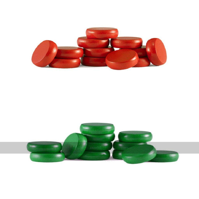 Набір дисків Crokinole (12 червоних, 12 зелених плюс 2 запасні)