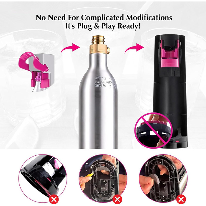 Швидкий адаптер LIAMERHE Split CO2 Швидкий адаптер для циліндра CO2 сумісний з Duo/Terra/Art/E-Duo/Crystal 3.0/Gaia Адаптер для трапецієподібної різьби Soda Stream TR21-4, F-QC3.0 з ущільнювальним кільцем