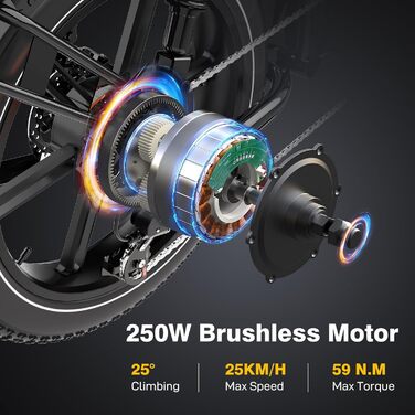 Електричний велосипед EVERCROSS для дорослих, 250 Вт, шини 16&quot/20&quot x 4.0 Fat, швидкість до 25 км/год та запас ходу 60-100 км, знімний акумулятор 36V/48V, гірський, сніговий, позашляховий електровелосипед EK30 чорного кольору - макс. 100 км