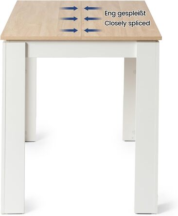 Обідній стіл, дерев&39яний обідній стіл для кухні, мінімалістичний дизайн, обідній стіл на 4 персони, 120x70x75см, дуб та білий, ніжка столу 120x70см дубово-біла