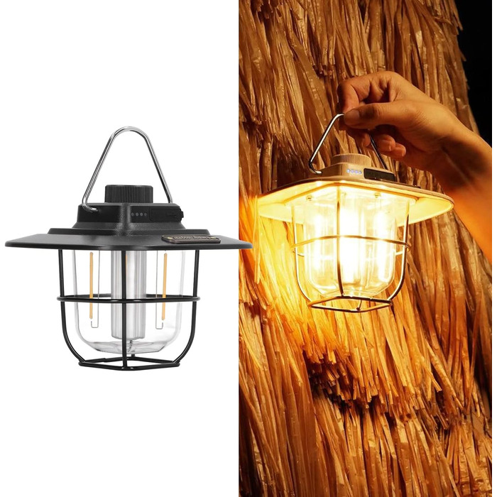 Світлодіодний кемпінговий ліхтар портативний наметовий ліхтар, що перезаряджається, з 3 режимами світла, індикатором заряду батареї, водонепроникний за стандартом IPX4, для кемпінгу, подорожей, нічної риболовлі