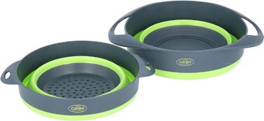 Силіконова миска та силіконове ситечко Camp4, складні 2-в-1, сіро-лаймові