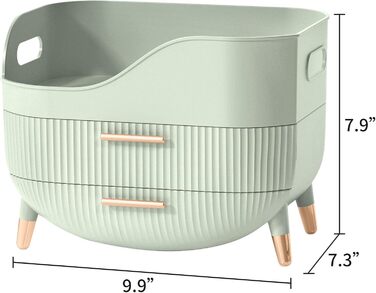 Органайзер для макіяжу Kousee з шухлядами, органайзер для догляду за шкірою для туалетного столика, коробка для зберігання з ручкою, велика вітрина для косметики для комода, стільниця для ванної кімнати кольору м&39ятно-зеленого