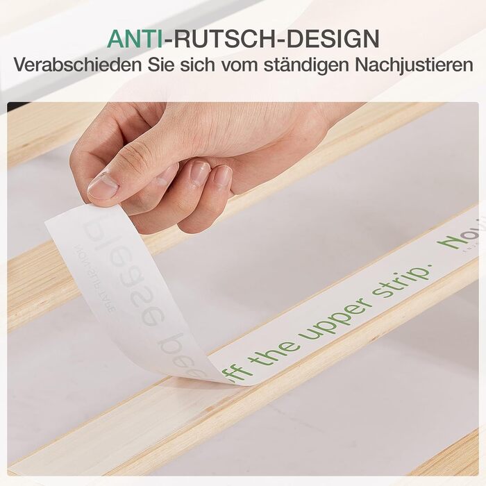 Каркас ліжка Novilla 160 x 200 см, висота каркаса ліжка 25 см, каркаси ліжка з рейковою основою, дерев&39яна рейкова опора, місце для зберігання під ліжком, білий 160 x 200