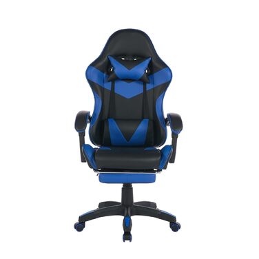 Геймерське крісло Ергономічне комп&39ютерне крісло в дизайні гоночного крісла з високою спинкою, підставкою для ніг, поперековою опорою та підголівником, вантажопідйомність 150 кг (чорний синій)