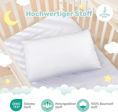 Бавовняна дитяча подушка Oeko-Tex біла - Ідеальна подушка для дітей від 1 до 3 років - 33x45 см М'яка, гіпоалергенна подушка, легк