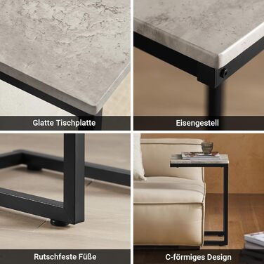 Журнальний столик/диван-столик SoBuy, сучасний, для вітальні, 40x30x60 см, чорний та сірий, FBT44-HG, світло-сірий