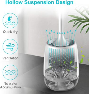 Щітка для туалету силіконова, EWEIMA щітка для туалету силіконова з набором швидкосохнучих тримачів, щітка для туалету настінна та