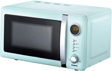 Мікрохвильова піч Melissa 16330110 Classico Мікрохвильова піч ретро дизайну Металевий корпус, 20 літрів місця для приготування їжі, потужність мікрохвильової печі 700 Вт, таймер, 5 рівнів потужності, м'ята перцева 20 л об'ємом М'ята перцева