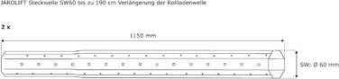 Вставний вал jarolift 1 x 115 см, подовження валу ролет до 95 см (2 x 115 см подовження валу до 190 см, Sw60)