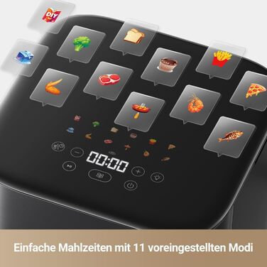 Фритюрниця Dreame Mova AeroChef FD10 Pro, швидке хрустке приготування, фритюрниця без олії, фритюрниця об'ємом 6 літрів, циркуляція гарячого повітря, подвійна система нагрівання, 50C-230C, 11 попередньо встановлених режимів