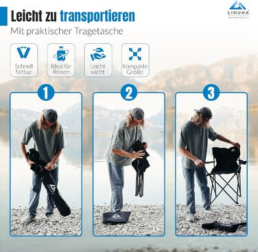 Складаний стілець ЧОРНИЙ Кемпінговий стілець Рибальський стілець з тримачем для напоїв та сумкою для перенесення - Складаний рибальський стілець - Складаний стілець Садовий стілець Складаний стілець Крісло для відпочинку Рибальський стілець Складаний (1, 