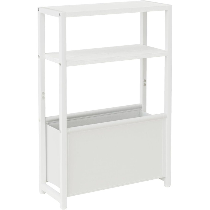 Журнальний столик з місцем для зберігання речей, 3-ярусний вузький журнальний столик з сумкою, вузька тумбочка, маленький журнальний столик для невеликих приміщень, спальня, вітальня, офіс (білий)