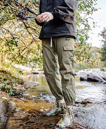 Водонепроникні гумові чоботи Pangolin для чоловіків та жінок, камуфляжні садові чоботи без шнурівки, легкі дощовики з нековзною підошвою, короткі черевики для риболовлі, кемпінгу, зелені, EU 43