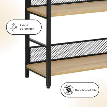 Книжкова полиця, Окремостояча полиця, 4 полиці, Промисловий дизайн, 1260x28 см Дерево/Чорний 4dc, 4