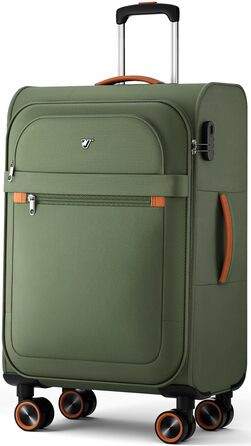 Середня валіза з м&39якими стінками 66x44x28 см - Тканинна валіза на візках - Легка дорожня валіза з 4 колесами та кодовим замком, ручна поклажа, 77 літрів, зелена