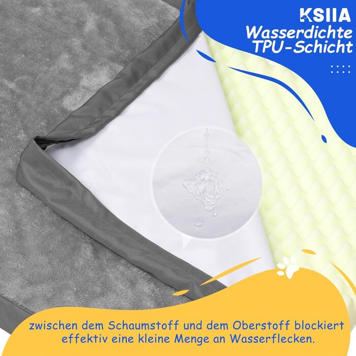 Ортопедичне ліжко для собак KSIIA для великих та середніх собак, подушка для собак, яку можна прати, пухнастий килимок для собак, матрац для собак зі знімним чохлом, темно-сірого кольору, 90x55x7 см (Д 90 x Ш 55 x В 7 см)