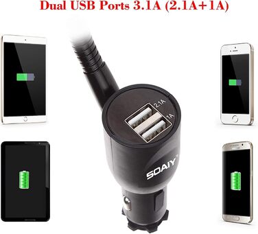 В-1 універсальний автомобільний тримач із зарядним пристроєм подвійний USB адаптер живлення прикурювача функція зарядки в т.ч. сві