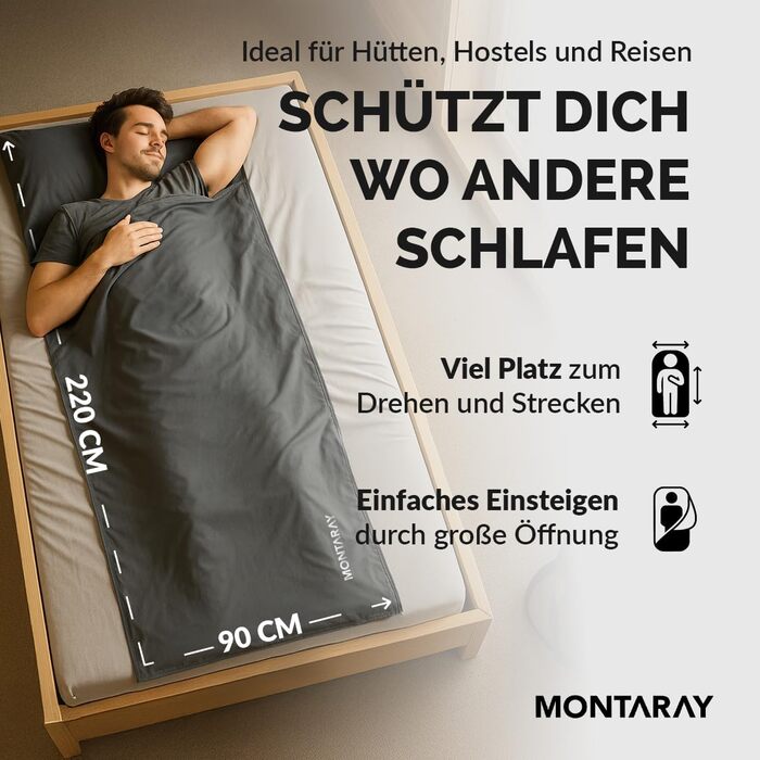 Ультралегкий вкладиш для спального мішка, бавовна або мікрофібра, двошаровий, невеликий розмір у пакунку, м&39який та приємний для шкіри, з кишенею для подушки, маскою для очей та берушами, дихаючий та компактний, 220x90 см, для кабін та подорожей, сіра м