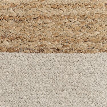 Beliani Boho Pouf Cotton and Jute Square Beige Kirama, Beliani Boho Pouf Cotton and Jute Square Beige Kirama