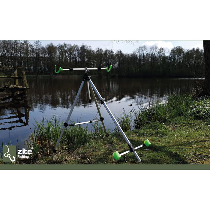Тримач для вудок для серфкастингу Zite Fishing - Алюмінієвий штатив для 2 вудок для серфкастингу - Тримач для вудок для серфкастингу на штатив - Телескопічна підставка для вудок з сумкою, Тримач для вудок-штатив, Тримач для вудок для серфкастингу