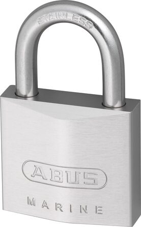 Замок навісний ABUS Marine 75IB/40 захищений від погодних умов корпус з латуні з нікелевим перламутровим покриттям рівень безпеки ABUS 6 сріблястий, 40 мм, з нержавіючої сталі
