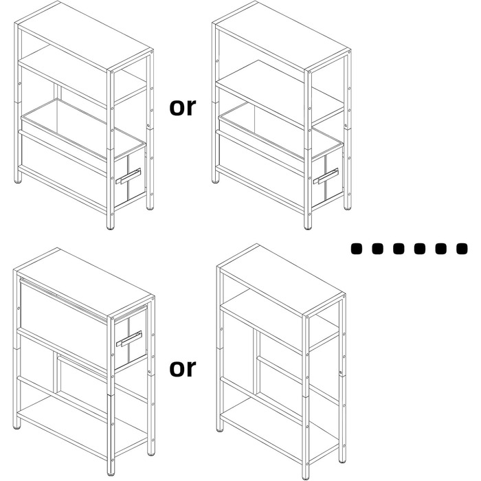 Вузький журнальний столик з поверхнею для зберігання, 3-ярусний вузький журнальний столик з тканинним кошиком, тонкий журнальний столик для вітальні, спальні, кабінету, тумбочки, офісу, світло-сірий дуб YD-TM052Y