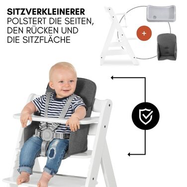 Дитячий стільчик для годування Alpha XXL Набір від народження - Преміальне кріплення для новонароджених з 5-точковими ременями без