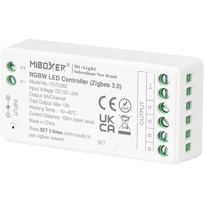 Диммер Milight Miboxer Zigbee3.0, одноколірний контролер світлодіодної стрічки, 12 В/24 В, сумісний із додатком Zigbee Storeo Echo / голосовим керуванням, (FUT038z)