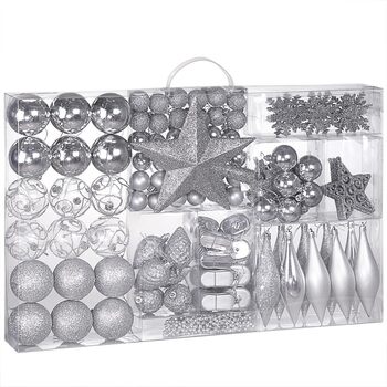 Різдвяні кульки для ялинки 102 шт срібні Deuba