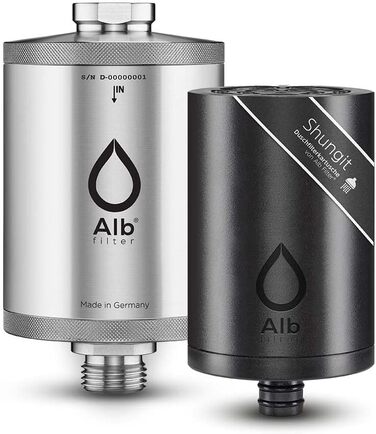 Душовий фільтр Alb Filter з шунгіту для здорової шкіри та волосся з натуральної нержавіючої сталі