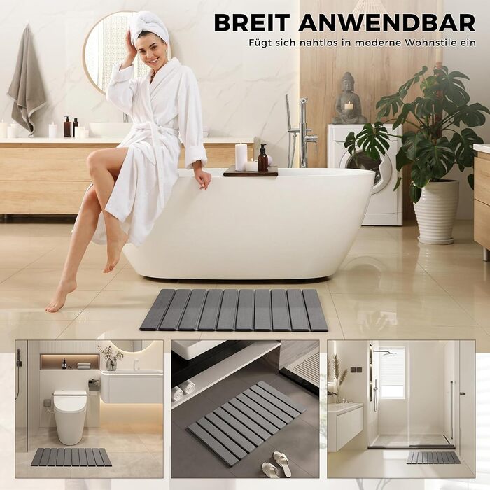 Кам&39яний килимок для ванної 60 x 40 см - Нековзний діатомовий килимок для ванної, водопоглинаючий кам&39яний килимок для ванної (сірий, 60 x 40 см)