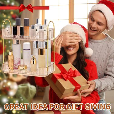 Органайзер для макіяжу, 2-рівневий органайзер для косметики, органайзер для краси, органайзер для догляду за шкірою, органайзер для ванної кімнати для лаку для нігтів, гелю для душу, засобів догляду за шкірою, Amber 2-рівневий органайзер для Amber Update