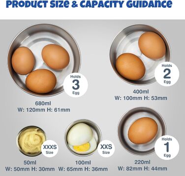 Набір контейнерів для їжі Homotte з нержавіючої сталі 304 з кришками, маленький, герметичні, для школи та офісу, штабельовані (57 мл, 113 мл, 227 мл, 400 мл, 680 мл) - 5 шт. (Синій, Жовтий, Зелений, Помаранчевий, Фіолетовий)